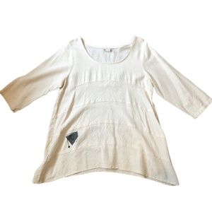 Indigo Artwear 100% Cotton Off White Top Size M